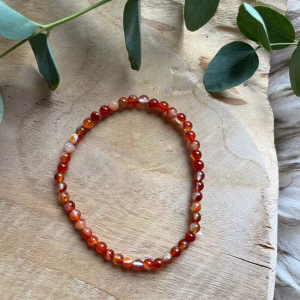 Carneool armband 4 mm, Carneool kogelarmband, Carneool armband – levendige oranje en rode edelsteenarmband, Carneool armband kopen – stijlvolle en energieke edelsteen sieraden