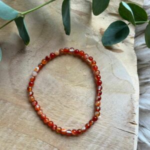 Carneool armband 4 mm, Carneool kogelarmband, Carneool armband – levendige oranje en rode edelsteenarmband, Carneool armband kopen – stijlvolle en energieke edelsteen sieraden