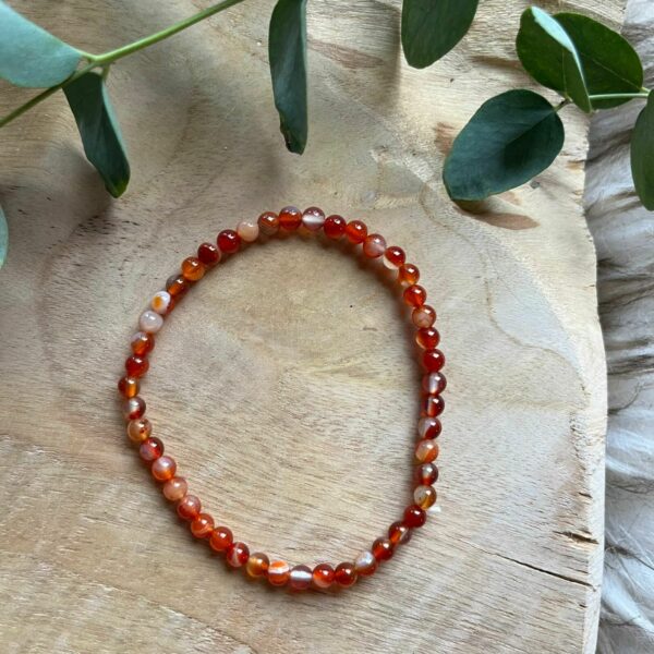 Carneool armband 4 mm, Carneool kogelarmband, Carneool armband – levendige oranje en rode edelsteenarmband, Carneool armband kopen – stijlvolle en energieke edelsteen sieraden
