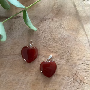 Carneool Hart Hanger - Diep rood edelstenen hartje voor aan een ketting - Carneool hart hanger - Carneool edelstenen hart, Edelstenen hanger