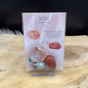 Edelsteen setje sterrenbeeld RAM, Edelstenen Setje Ram, Edelstenen voor sterrenbeeld Ram met uitleg kaartje