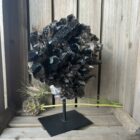 rookkwarts cluster op standaard 1,451 kilo, grote rookkwarts decoratie 20 cm hoog, rookkwarts edelsteen op zwarte voet, spirituele rookkwarts cluster, aarding edelsteen voor thuis