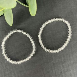 bergkristal kinderarmband 4 mm kralen, armband voor kinderen met bergkristal edelsteen, elastische kinderarmband van bergkristal, kinderarmband van natuurlijke bergkristal stenen, sierlijke armband voor kinderen met bergkristal 4 mm, transparante edelsteen kinderarmband bergkristal