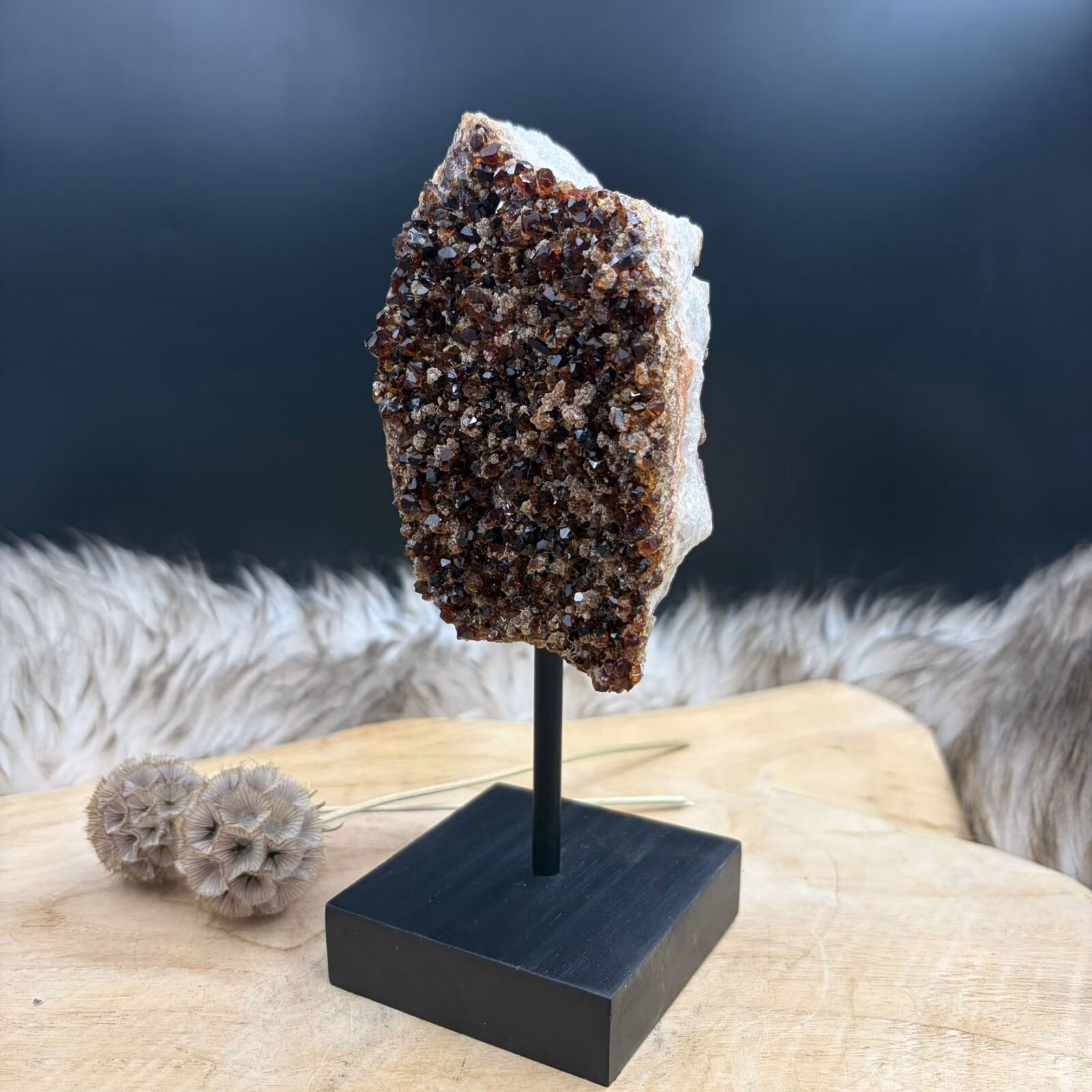 Grote citrien geode op standaard met fonkelende kristallen uit Brazilië