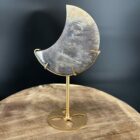 maansteen moon op standaard gouden voet 329 g 19x10 cm vooraanzicht, moonstone moon op standaard close-up adularescentie, maansteen maansikkel op gouden standaard zijaanzicht, detail blauwe flash in moonstone moon op standaard, achterkant maansteen moon op standaard met stabiele voet, moonstone crescent moon with stand productfoto recht van voren, maansteen maan op standaard basis en schroefdetail, moonstone moon op gouden standaard op dressoir sfeerfoto, close-up rand en textuur maansteen maansikkel, regenboog maansteen maan op standaard lichte glans, moonstone moon 329 gram hoogte 19 cm breedte 10 cm, maansteen maan carving op metalen gouden stand topdetail, moonstone moon op standaard naast seleniet en bergkristal, verpakte moonstone moon op standaard klaar voor verzending