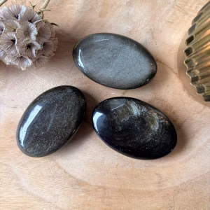 Goud Obsidiaan palmsteen 30 gram voor bescherming en zelfreflectie, zwarte edelsteen met gouden glans bij Natuursteentje, handgeselecteerde Goud Obsidiaan kopen voor meditatie, spirituele werking Goud Obsidiaan voor persoonlijke kracht, edelsteen combinatie met Tijgeroog en Bergkristal, unieke vulkanisch glas palmsteen uit de webshop van Natuursteentje, natuurlijke edelsteen passend bij Schorpioen en Boogschutter.