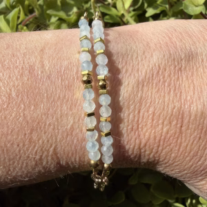 Goldplated aquamarijn armband met heldere blauwe tinten