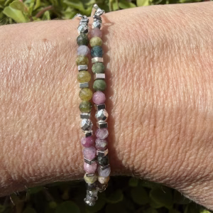 Toermalijn mix armband palladium met meerdere kleuren kralen
