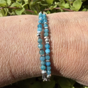 Apatiet armband palladium met blauwe edelsteen kralen